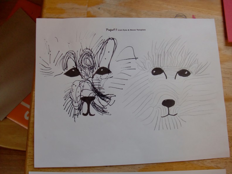 My four-year-old son's lion (his sister did the one on the right).